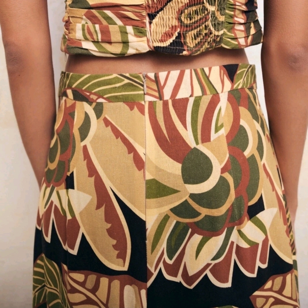 BRAND NEW WOMEN'S ZARA RUFFLE LAYERED LINEN MAXI SKIRT SIZE S $90 MULTICOLORED - Picture 5 of 6